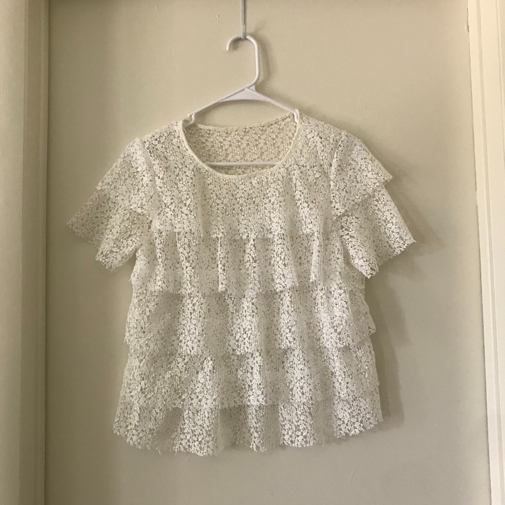 White Lace Floral Top Size S
